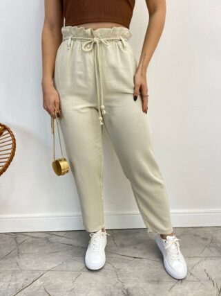 Calça Feminina Clochard Cropped com Cinto Liocel Cru - Fernanda Ramos Store