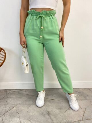 Calça Feminina Clochard Cropped com Cinto Liocel Verde - Fernanda Ramos Store