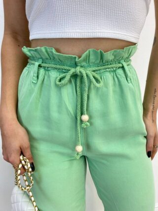 Calça Feminina Clochard Cropped com Cinto Liocel Verde - Fernanda Ramos Store