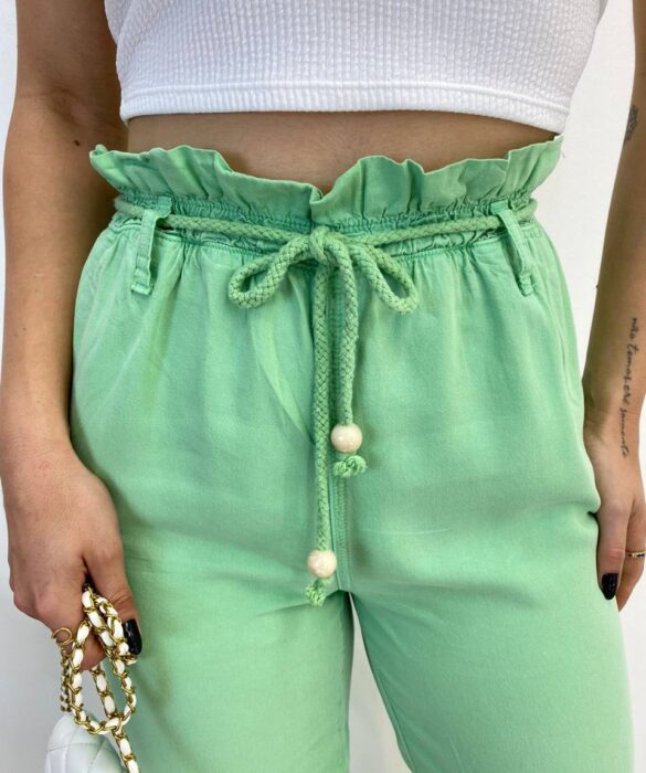 Calça Feminina Clochard Cropped com Cinto Liocel Verde - Fernanda Ramos Store