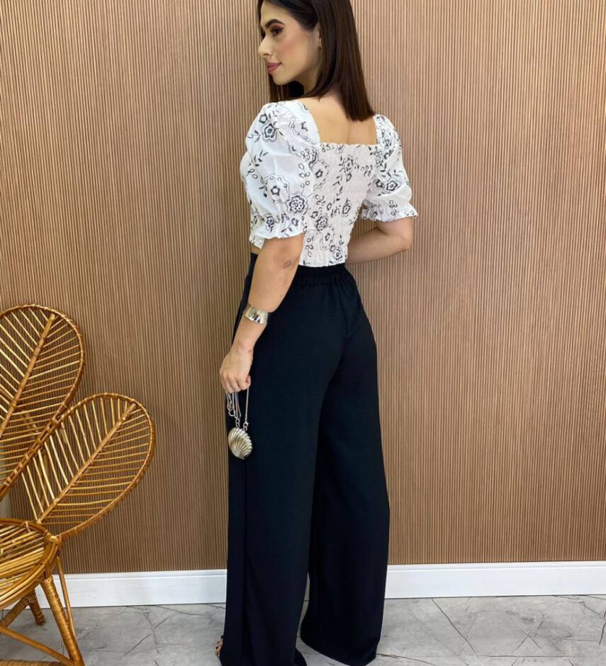 Calça Feminina Pantalona Mariana Preta - Fernanda Ramos Store