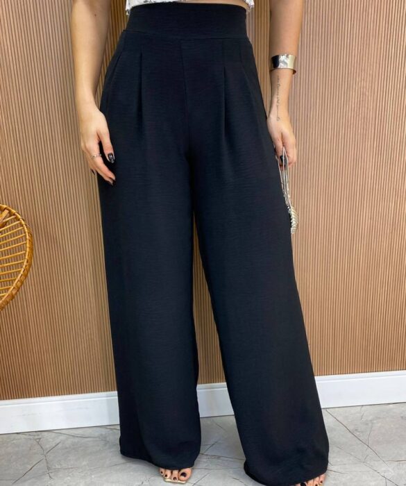 Calça Feminina Pantalona Mariana Preta - Fernanda Ramos Store