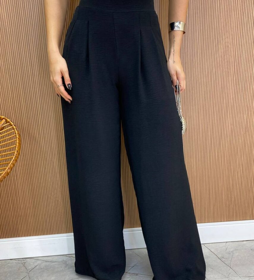 Calça Feminina Pantalona Mariana Preta - Fernanda Ramos Store