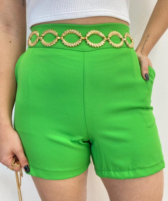 Conjunto Feminino Colete com Botão e Short Verde - Fernanda Ramos Store