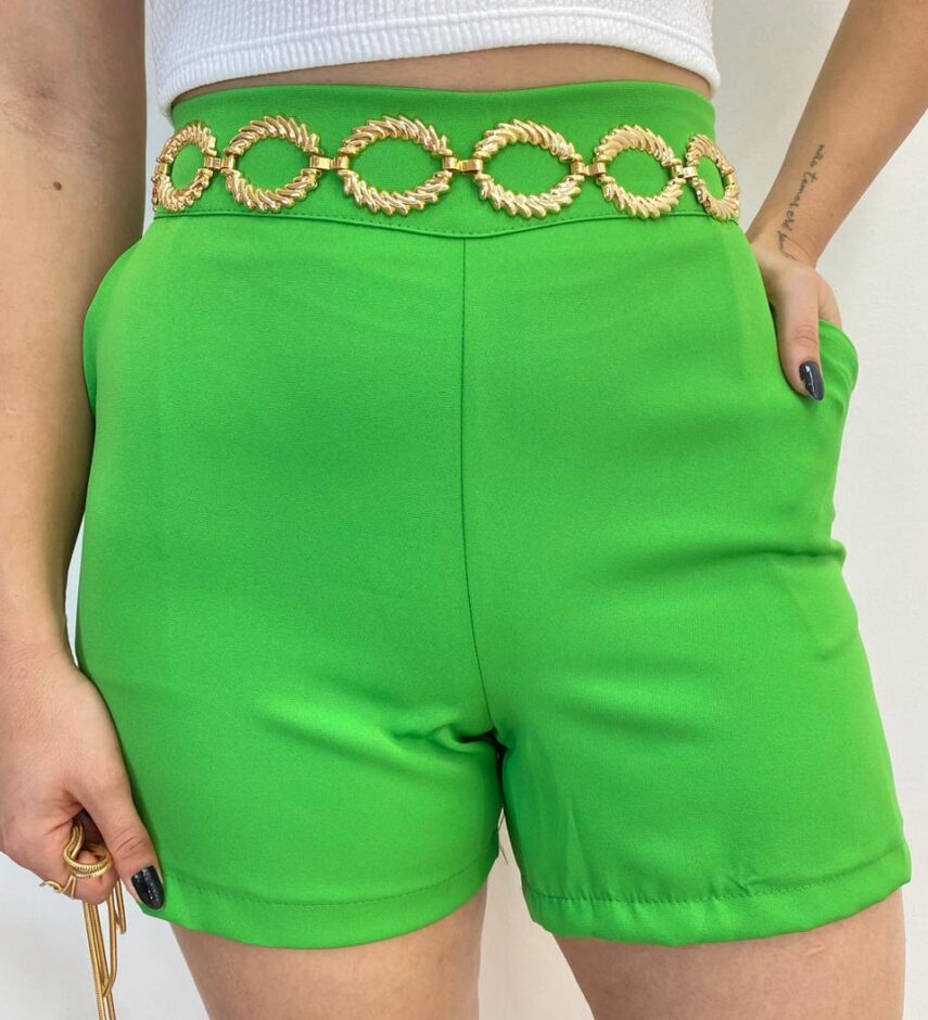 Conjunto Feminino Colete com Botão e Short Verde - Fernanda Ramos Store
