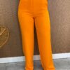 Conjunto Feminino Fernanda Bata Assimétrica e Calça Pantalona Laranja - Fernanda Ramos Store