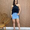 Cropped Bata Feminino sem Bojo com Babados Preto - Fernanda Ramos Store