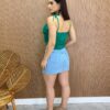 Cropped Feminino Bia sem Bojo com Babados e Amarração Verde - Fernanda Ramos Store