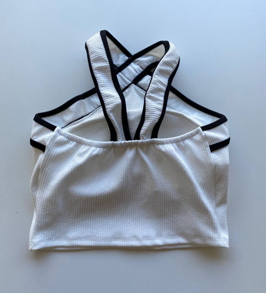 Cropped Feminino Canelado Liz com Bojo Branco - Fernanda Ramos Store
