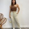 Cropped Feminino com Bojo Nula Manga Malha Canelada Marrom - Fernanda Ramos Store