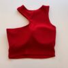 Cropped Feminino com Bojo Nula Manga Malha Canelada Vermelho - Fernanda Ramos Store