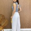 Cropped Feminino Liz com Bojo e Lastex Branco Listrado - Fernanda Ramos Store