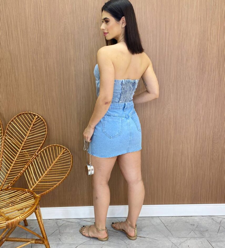 Cropped Feminino Liz sem Bojo Jeans com Botões - Fernanda Ramos Store