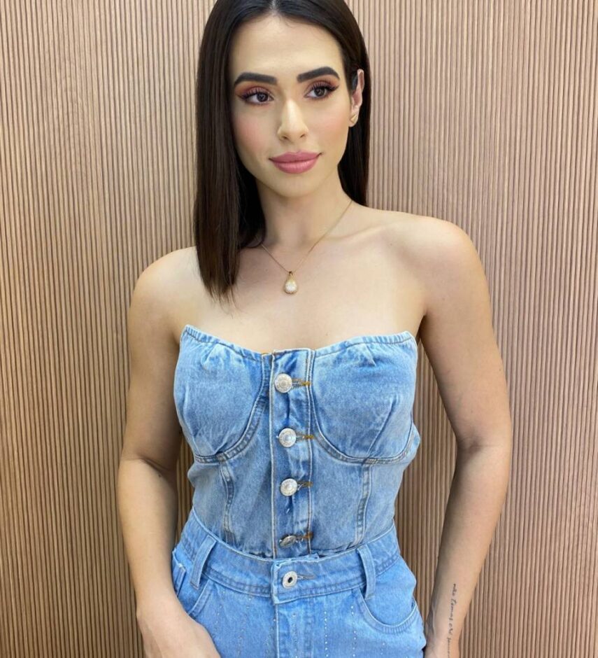 Cropped Feminino Liz sem Bojo Jeans com Botões - Fernanda Ramos Store
