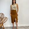 Cropped Feminino sem Bojo Detalhe em Flor Paetê Dourado - Fernanda Ramos Store