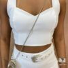 Cropped Feminino sem Bojo Poliamida Branco Alças Largas - Fernanda Ramos Store