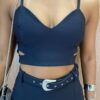 Cropped Feminino sem Bojo Poliamida Preto - Fernanda Ramos Store