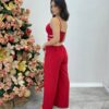 Macacão Longo Feminino com Bojo e Abertura Vermelho - Fernanda Ramos Store