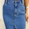 Saia Feminina Midi Jeans Juliana com Fenda - Fernanda Ramos Store