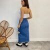 Saia Feminina Midi Jeans Juliana com Fenda - Fernanda Ramos Store