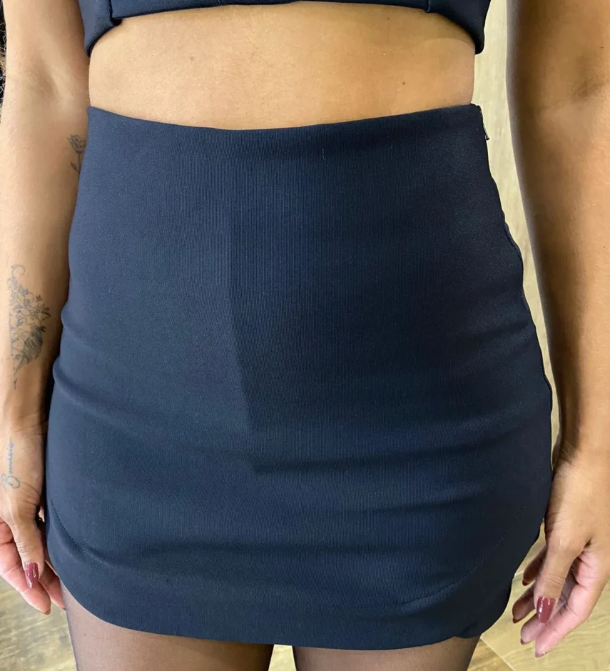 Short Saia Feminino Maitê Poliamida Preto - Fernanda Ramos Store