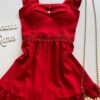 Vestido Curto Manuela com Bojo Vermelho Babado nas Alças - Fernanda Ramos Store