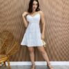 Vestido Feminino Curto sem Bojo com Alça Regulável Bordado Branco - Fernanda Ramos Store