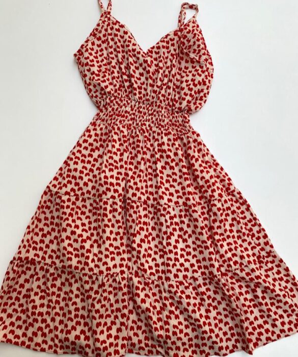 Vestido Feminino Curto com Bojo Bia Estampado Vermelho - Fernanda Ramos Store