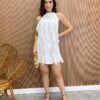 Vestido Feminino Curto Frente Única sem Bojo com Babados Branco - Fernanda Ramos Store