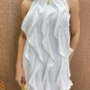 Vestido Feminino Curto Frente Única sem Bojo com Babados Branco - Fernanda Ramos Store