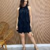 Vestido Feminino Curto Frente Única sem Bojo com Babados Preto - Fernanda Ramos Store