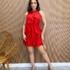 Vestido Feminino Curto Frente Única sem Bojo com Babados Vermelho - Fernanda Ramos Store