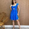 Vestido Feminino Curto Laise com Amarração nas Costas Azul - Fernanda Ramos Store