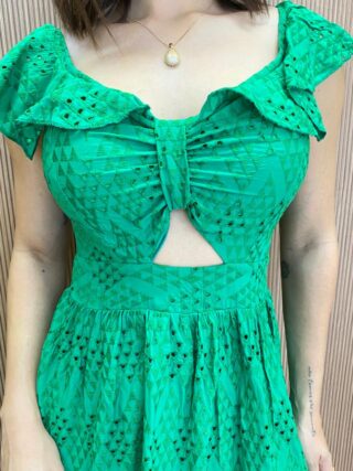 Vestido Feminino Curto Laise com Amarração nas Costas Verde - Fernanda Ramos Store