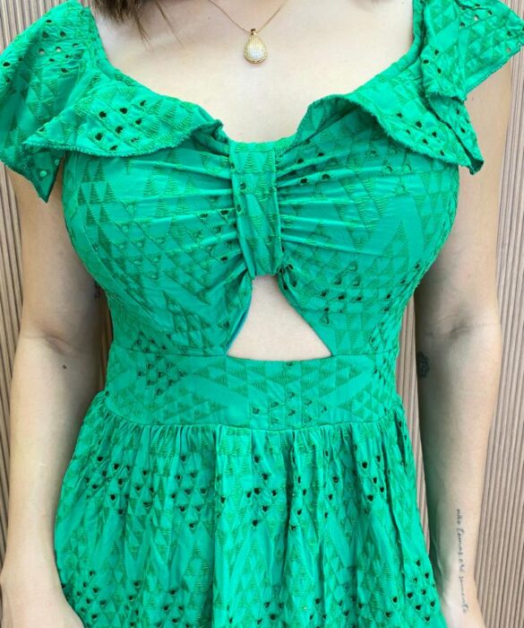 Vestido Feminino Curto Laise com Amarração nas Costas Verde - Fernanda Ramos Store