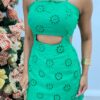 Vestido Feminino Curto Suzy Laise Verde com Abertura - Fernanda Ramos Store