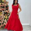 Vestido Longo Antonella com Bojo Pipoquinha Vermelho - Fernanda Ramos Store