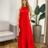 Vestido Longo Júlia Frente Única Vermelho com Bojo - Fernanda Ramos Store