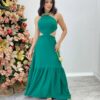 Vestido Longo Júlia Verde com Bojo e Amarração - Fernanda Ramos Store