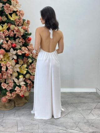 Vestido Longo Lolo Branco com Bojo e Amarração - Fernanda Ramos Store