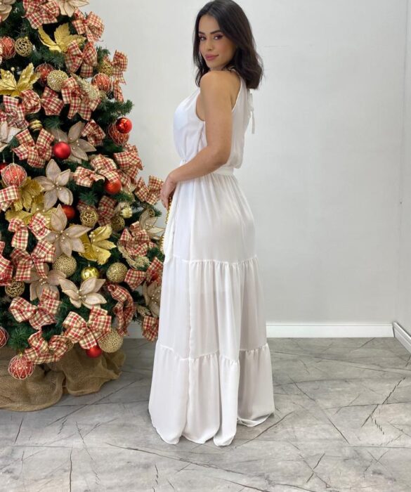 fernandaramosstore com br Vestido Longo Luana Branco sem Bojo e Amarração 1