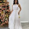 Vestido Longo Luana Branco sem Bojo e Amarração Fernanda Ramos Store