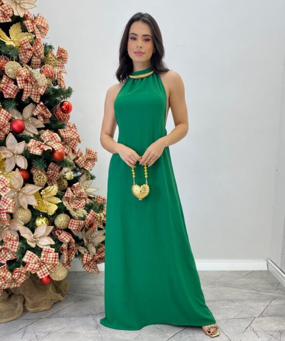 Vestido Longo Lolo Verde sem Bojo e Amarração - Fernanda Ramos Store