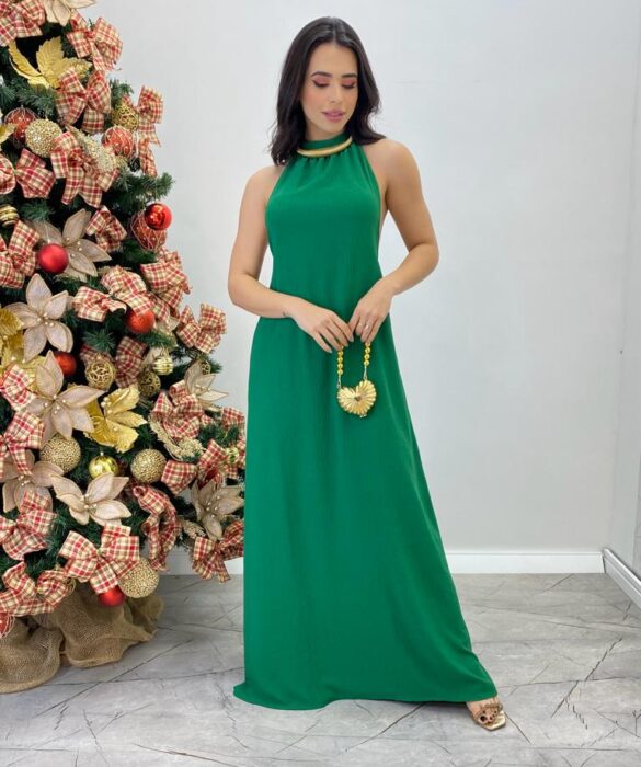 Vestido Longo Lolo Verde sem Bojo e Amarração - Fernanda Ramos Store