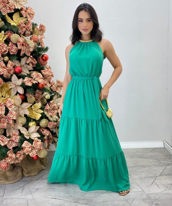 fernandaramosstore com br Vestido Longo Luana Verde sem Bojo e Amarração 1