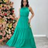 Vestido Longo Luana Verde sem Bojo e Amarração Fernanda Ramos Store