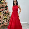 Vestido Longo Luana Vermelho sem Bojo e Amarração Fernanda Ramos Store