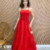 Vestido Longo Maya com Bojo e Amarração Vermelho - Fernanda Ramos Store