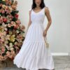 Vestido Longo Sophia Branco com Bojo e Amarração nas Alças - Fernanda Ramos Store