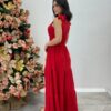 Vestido Longo Sophia Vermelho com Bojo e Amarração nas Alças - Fernanda Ramos Store